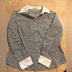 FoxCroft Black and White Striped Dress Shirt